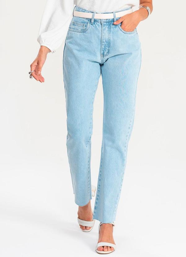 Calça Reta Jeans Claro Jeans Claro Azul