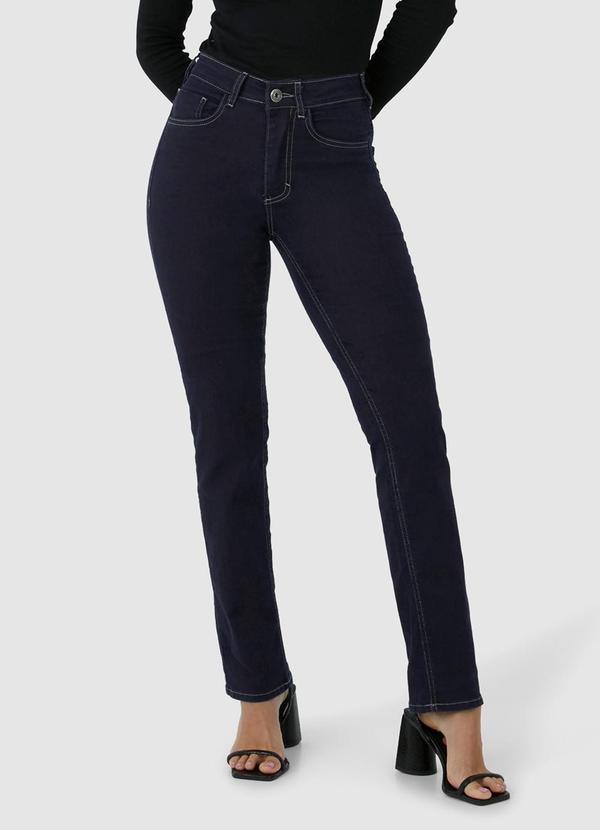 Calça Reta Jeans Flex Feminina Azul