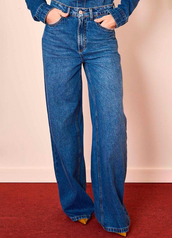 Calça Reta Wild Orchid em Denim Azul