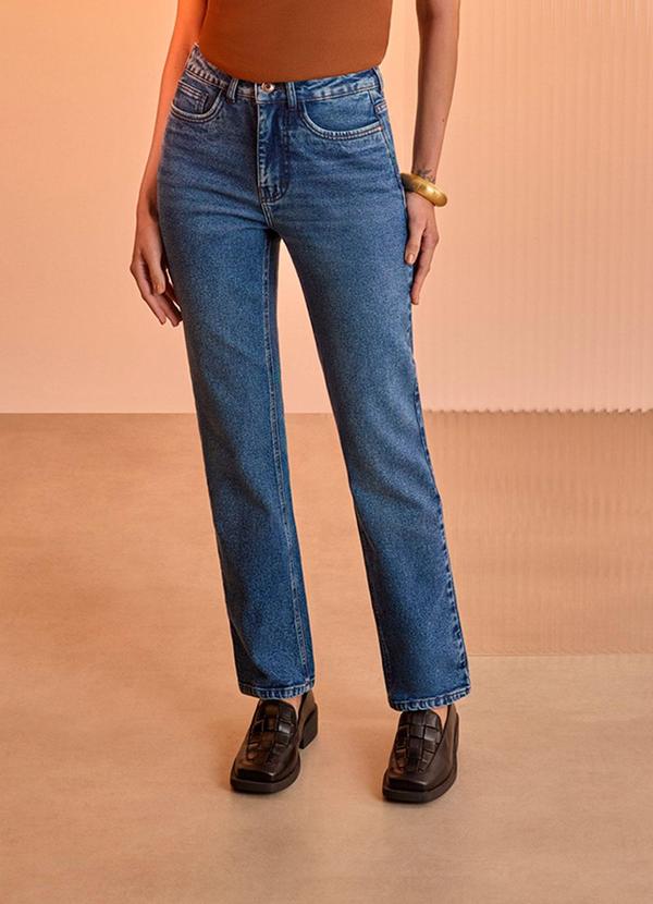Calça Slim Jeans com Cintura Alta Azul