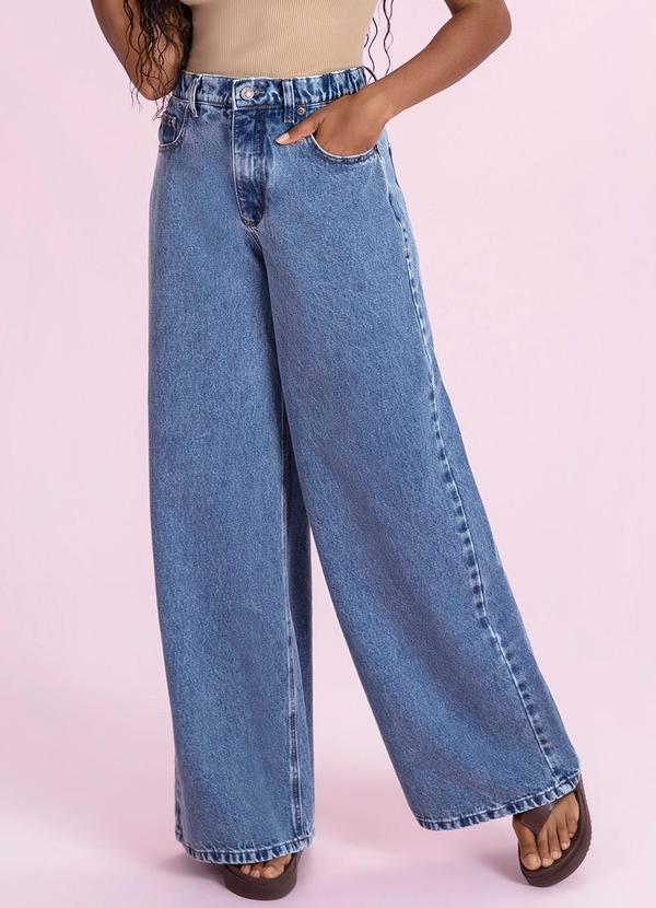 Calça Wide Leg Azul