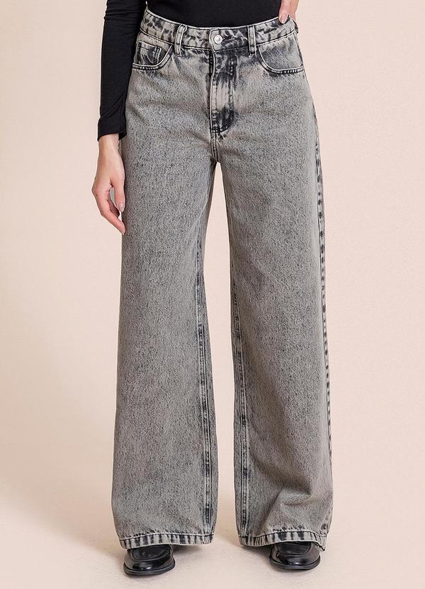 Calça Wide Leg Denim Preto