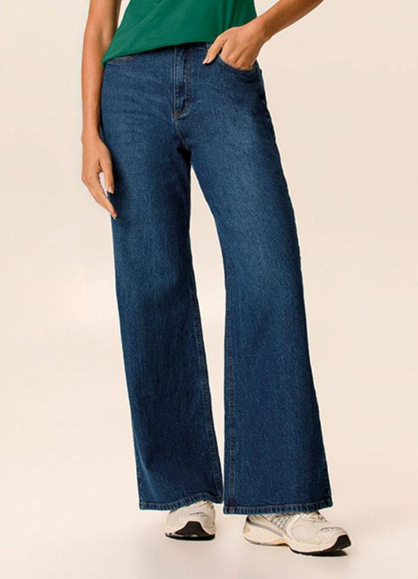 Calça Wide Leg Jeans Azul