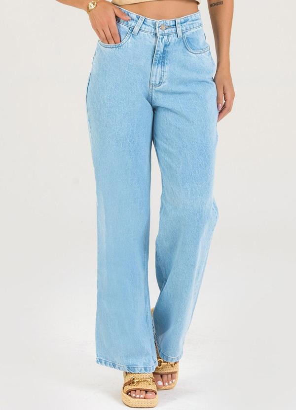 Calça Wide Leg Jeans Claro Azul