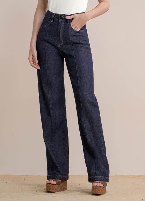 Calça Wide Leg Jeans Escuro