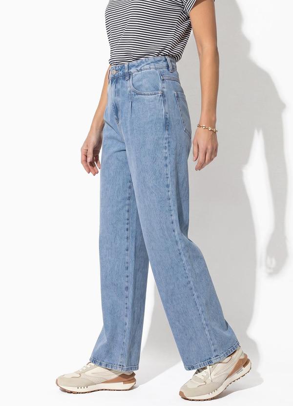Calça Wide Leg Sawary Jeans com Bolsos