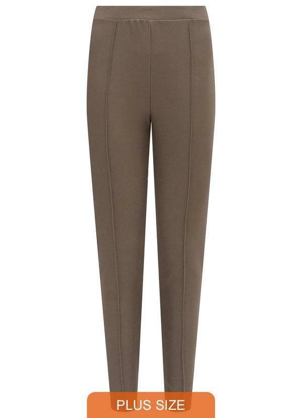 Vista 2 Calça Legging com Nervuras em Malha Marrom Lunender Lunender