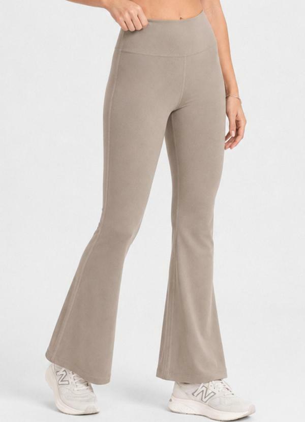 Calça Legging Flare Feminina Fitness Bege