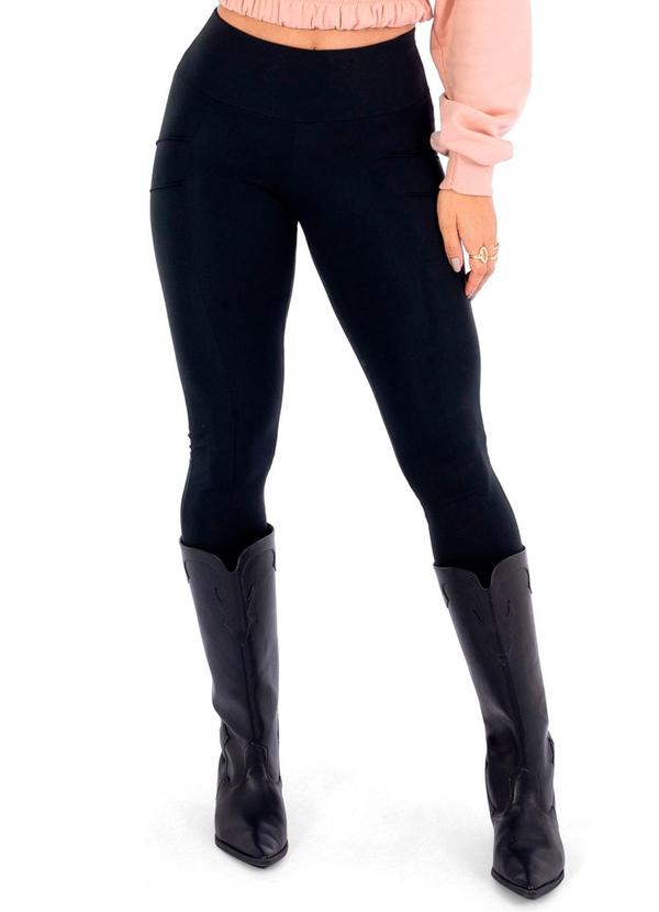 Vista 2 Legging Feminina Suplex Power Feminino Preto Cobertura Cobertura