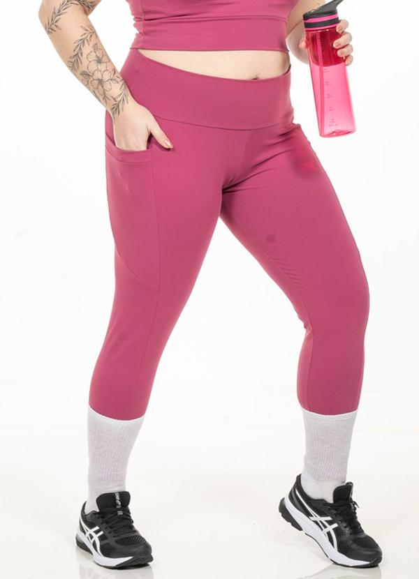 Legging Plus Size com Bolsos Rosa