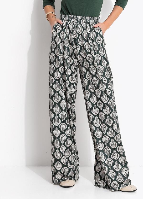 Calça Abstrato Verde em Malha Fria