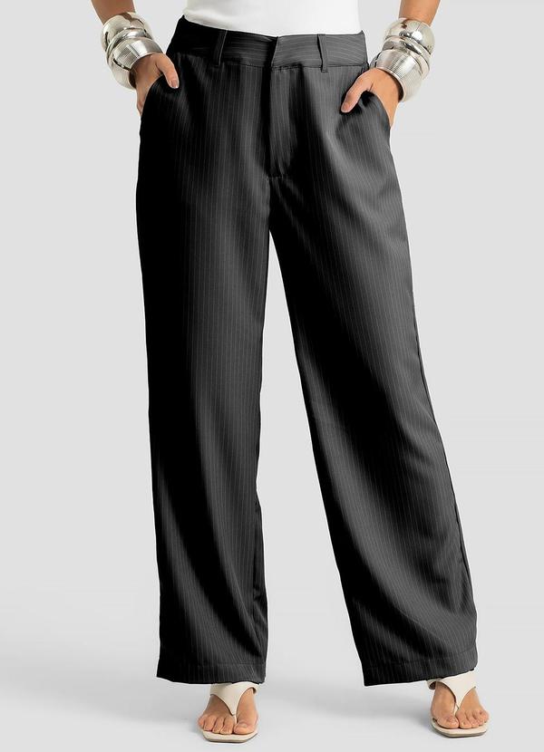 Calça Alfaiataria Risca de Giz Feminina Preto