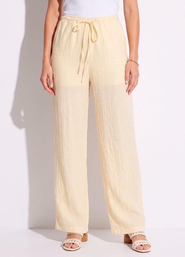 Calça Amarelo Manteiga em Tecido Gaze