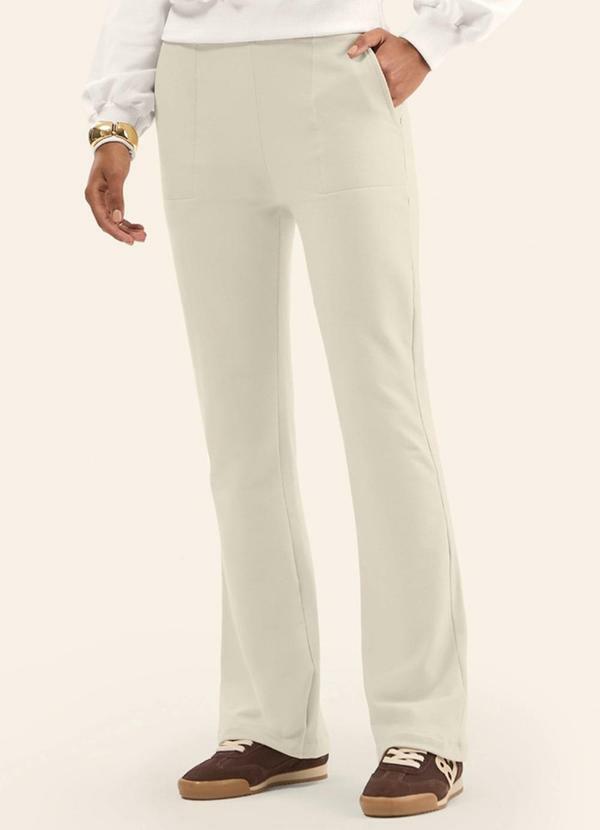 Calça Boot Cut Molecotton Felpado Bege