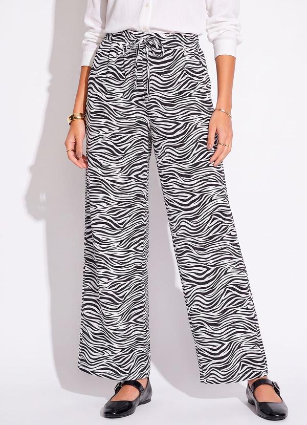 Calça com Amarração Zebra Branca