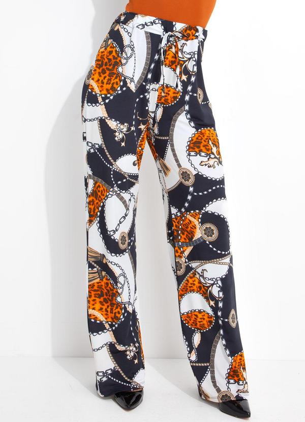 Calça Correntes e Animal Print em Poliflex
