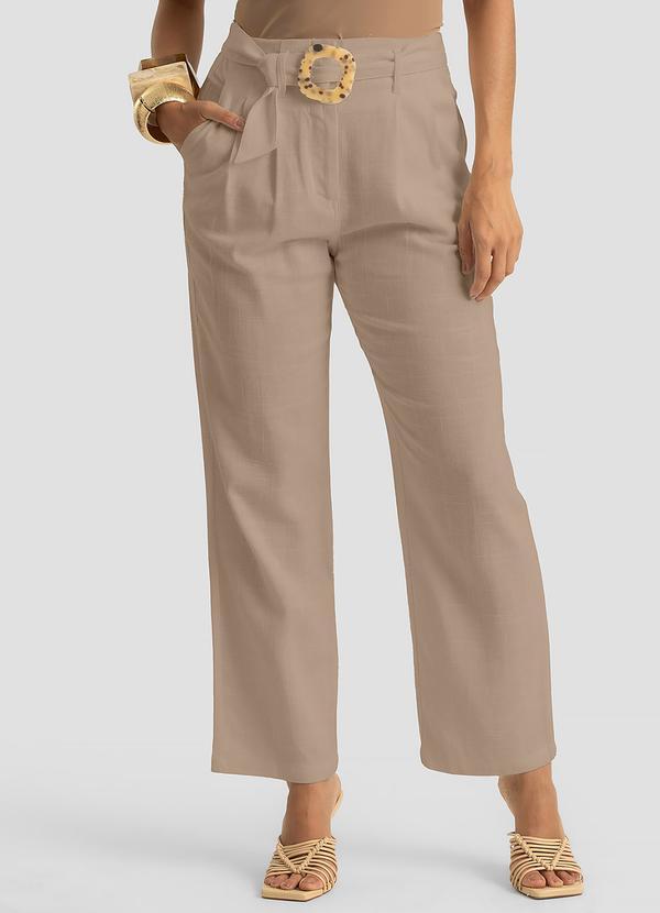 Calça Feminina com Cinto em Viscolinho Marrom