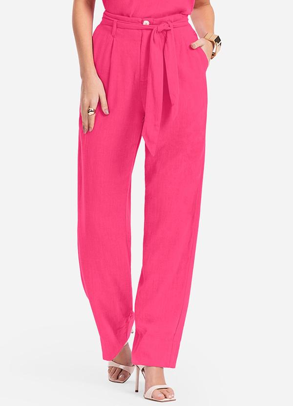 Vista 2 Calça Feminina em Linho Rosa Endless Endless