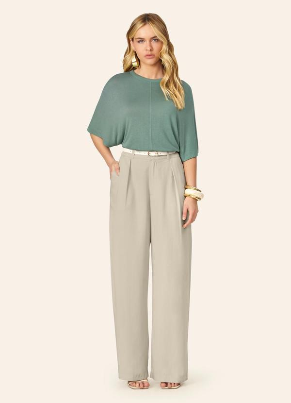 Calça Feminina Pantalona Alfaiataria Bege