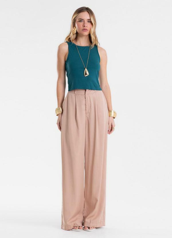 Calça Feminina Pantalona Alfaiataria Marrom