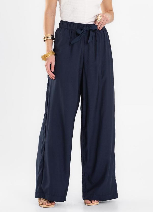 Calça Feminina Pantalona em Alfaiataria Azul