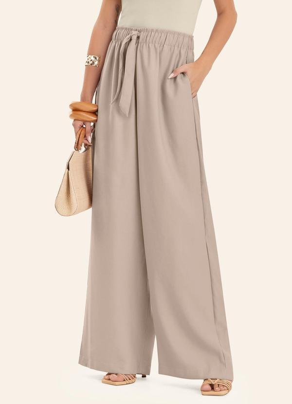 Calça Feminina Pantalona em Alfaiataria Bege