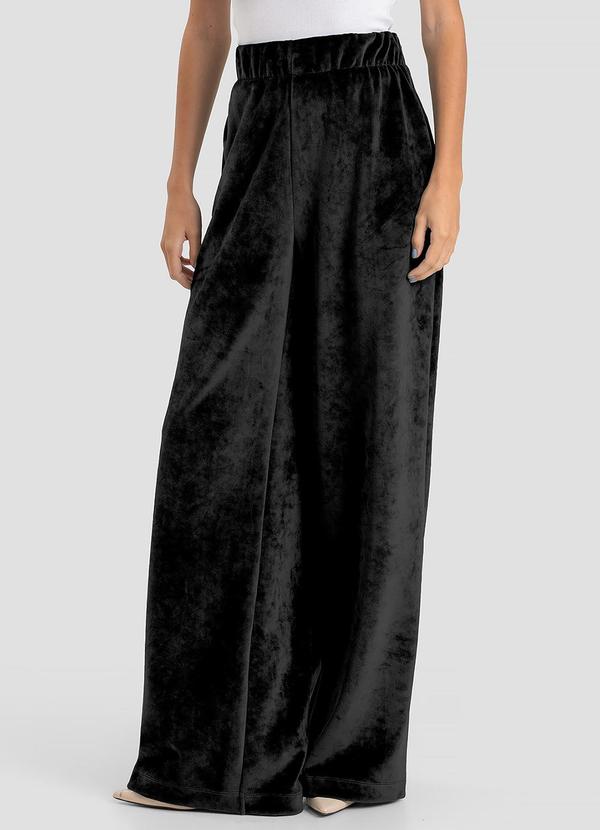 Calça Feminina Pantalona em Plush Preto