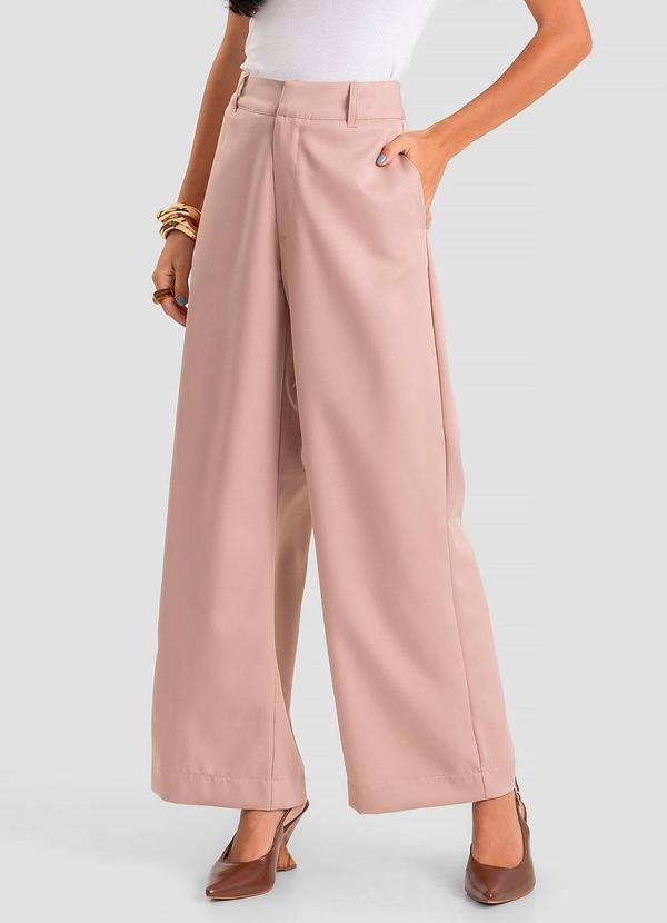 Calça Feminina Pantalona em Tecido Bege