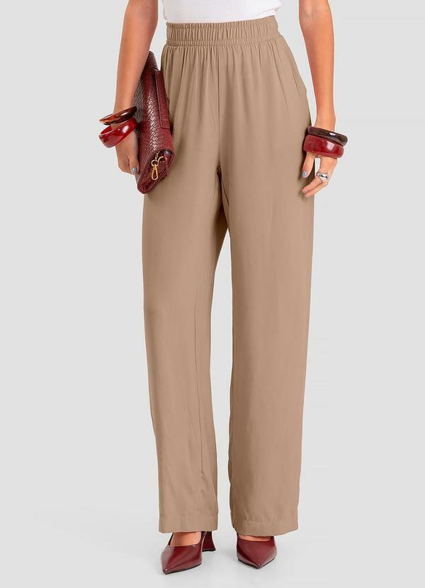Calça Feminina Pantalona em Tecido Marrom