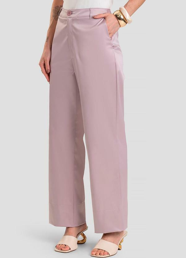 Calça Feminina Pantalona em Tecido Plano Cinza