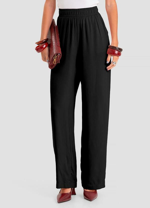 Calça Feminina Pantalona em Tecido Preto