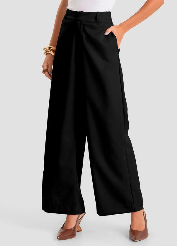 Calça Feminina Pantalona em Tecido Preto