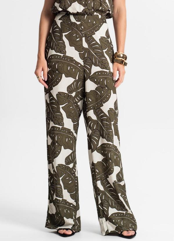 Calça Feminina Pantalona Estampada Verde