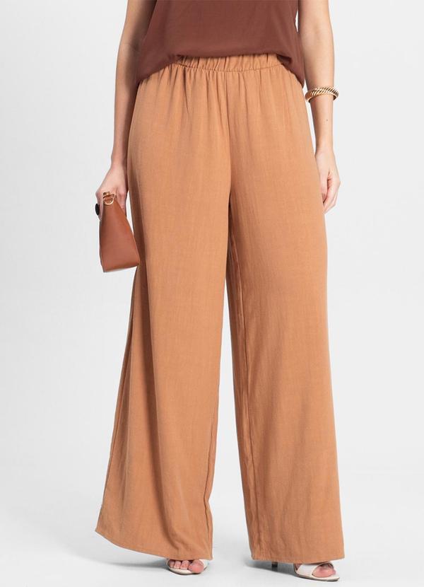 Calça Feminina Pantalona Lisa Marrom