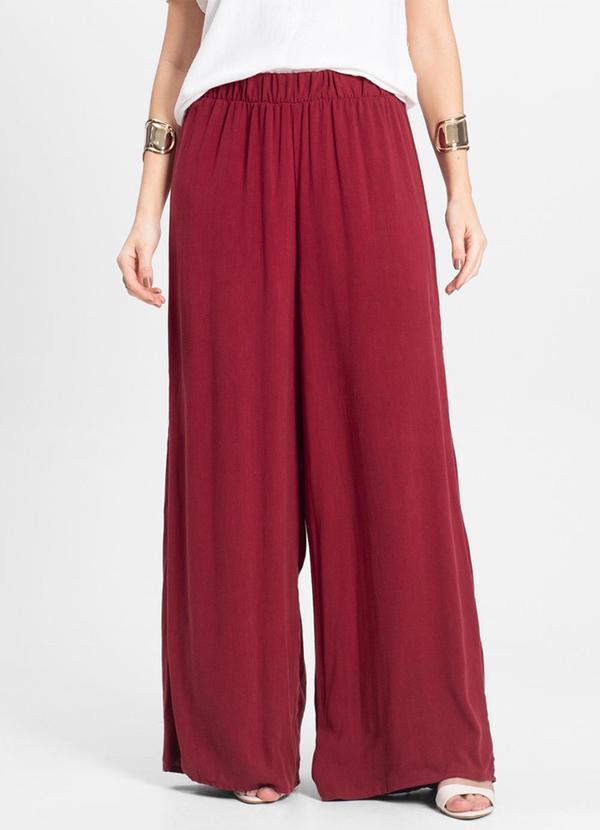 Calça Feminina Pantalona Lisa Vermelho