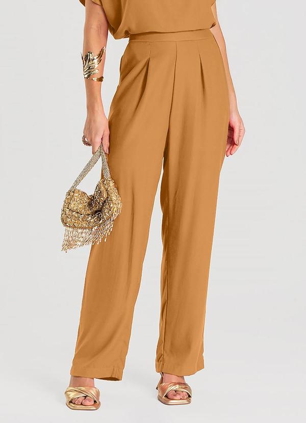 Vista 2 Calça Feminina Pantalona Marrom Dianna Dianna