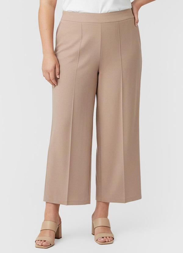 Calça Feminina Pantalona Plus Size Renaluci Bege