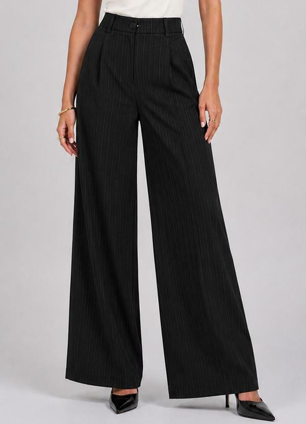 Calça Feminina Risca de Giz Alfaiataria Preto