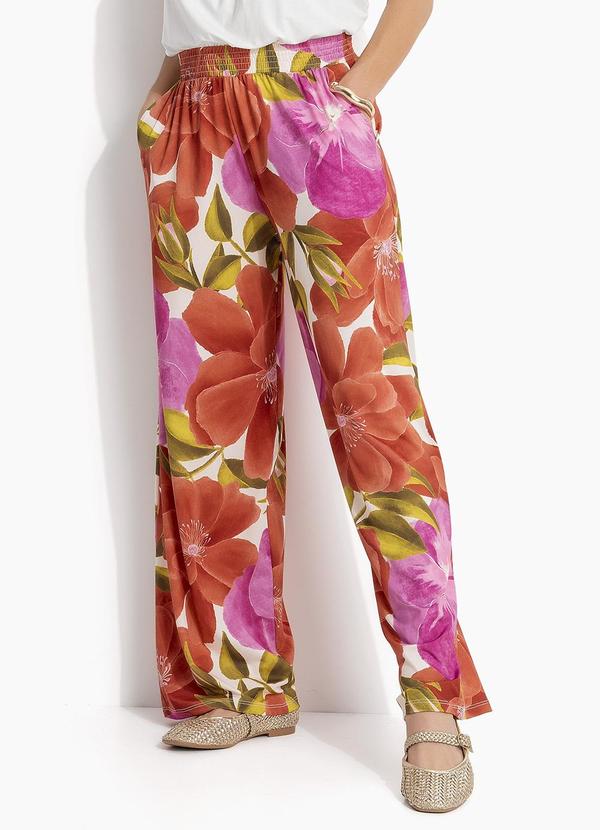 Calça Floral Maxi em Malha Fria