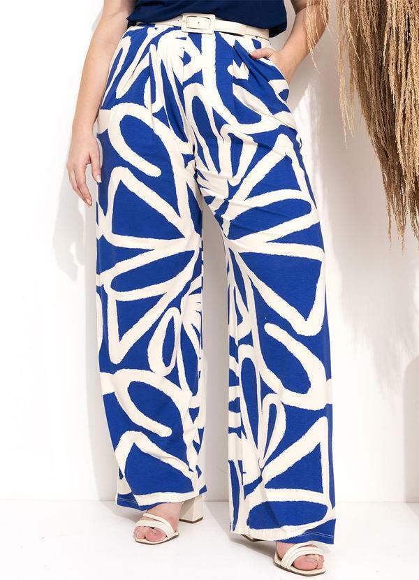Calça Floral Pincelado em Malha de Viscose