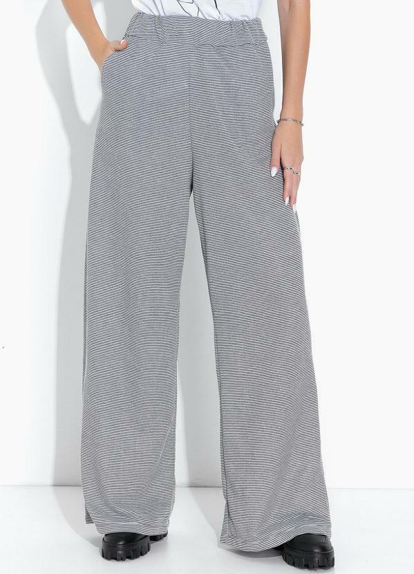 Calça Listrado Cinza Bolsos Funcionais
