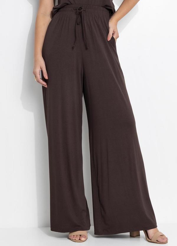 Calça Marrom em Malha de Viscose