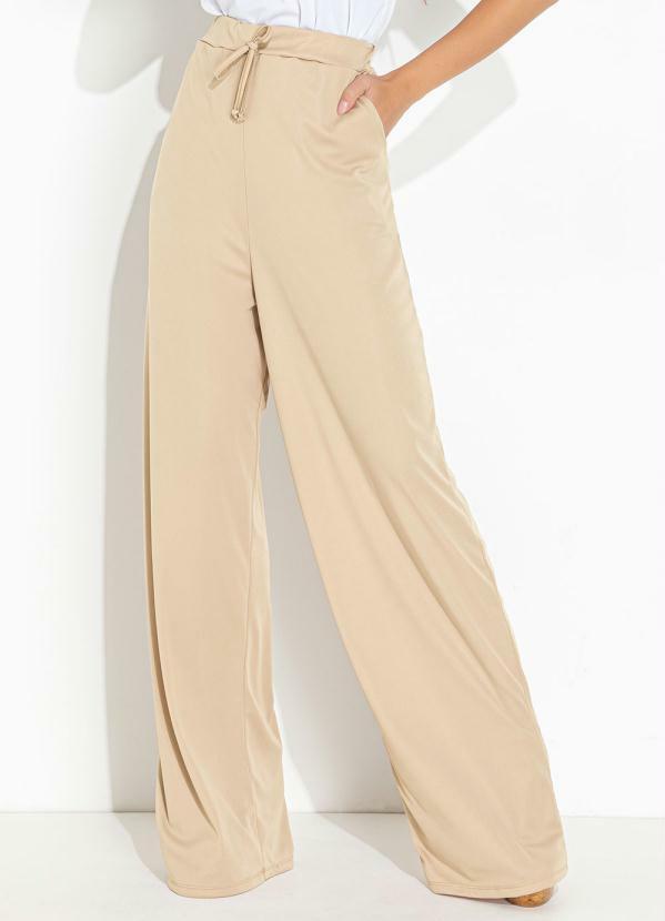 Calça Nude com Bolsos Funcionais e Amarração