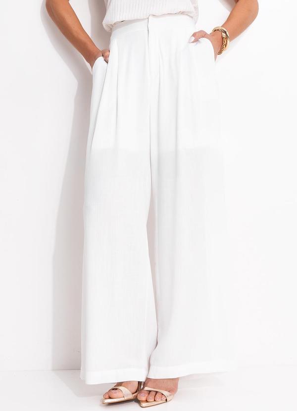 Calça Off White em Viscose Plana