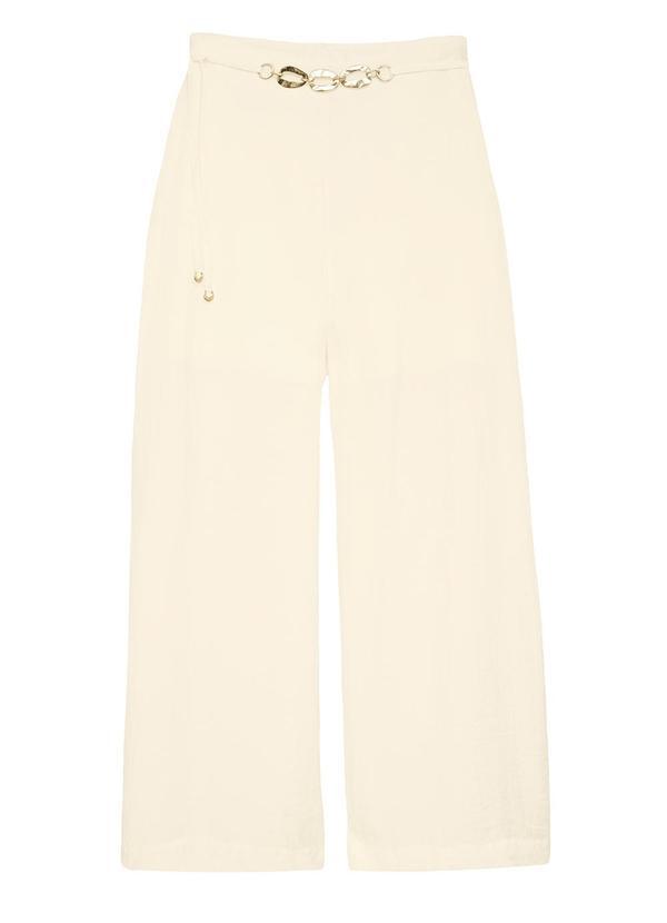 Calça Pantalona Acetinada com Corrente Off White