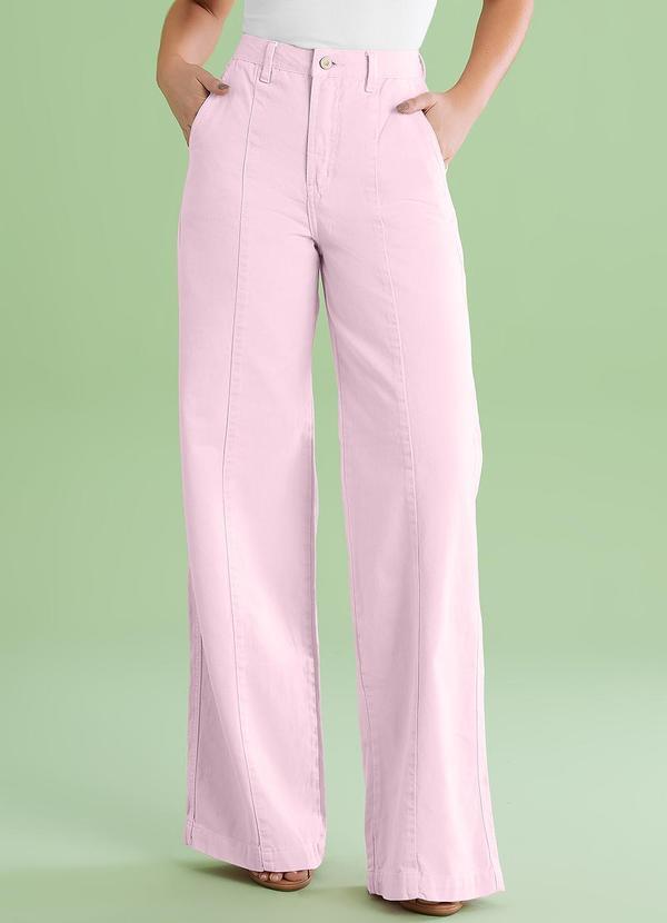 Vista 2 Calca Pantalona Alta Denim Rosa Angel Angel