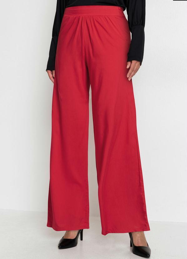 Calça Pantalona Cintura Alta Vermelha