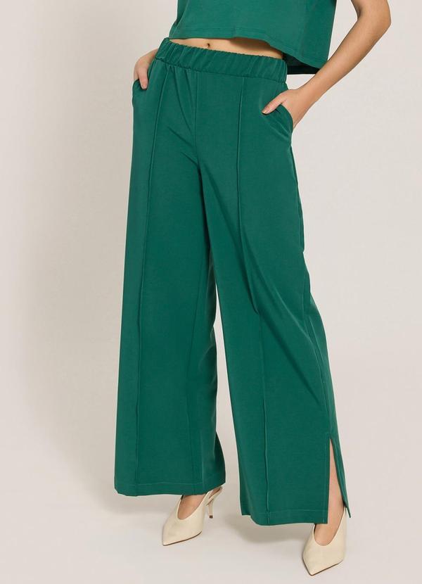 Calça Pantalona com Fendas Verde