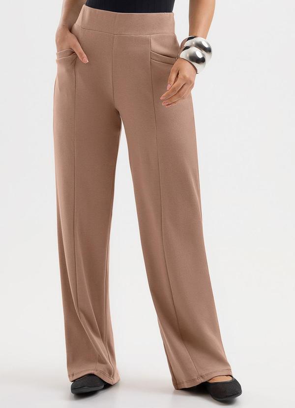 Calça Pantalona em Algodão Marrom