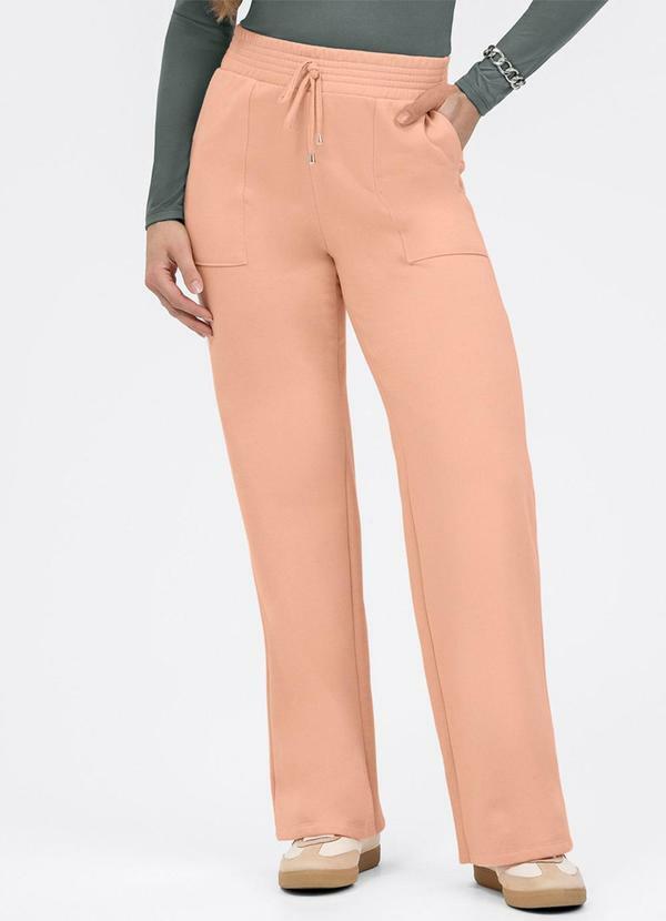 Calça Pantalona em Moletom Laranja